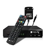 Techly 360974 Decoder Ricevitore Digitale Terrestre DVB-T/T2 H.265 HEVC 10bit Metallo con Telecomando Universale 2 in 1 con Alimentatore 12V Nero