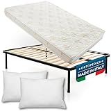 DOLCI SOGNI Rete e Materasso Matrimoniale, 100% Made in Italy, Con Ortopedica Rete, Waterfoam Materasso, Ferro Struttura, Inclusi 2 Cuscini