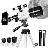 ESAKO Telescopio per Bambini e Principianti, Astronomico Rifrattore da 70 mm con 3 Oculari, Treppiede Regolabile e Adattatore per Telefono