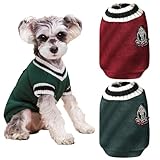 KASESSS 2 Pezzi Maglione Cane Taglia Piccola, Vestiti per Cani Inverno, Cappottino Cane Taglia Piccola Calda, Cappottino per Cani con Interno in Pile Sottile per Freddo Esterno, Verde e rosso, M