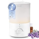 LEVOIT Umidificatore Ambiente, Top Fill, 3L/25H di Durata, 28dB Silenzioso, con Luce e Aromaterapia, Auto Spegnimento, Ugello a 360°, Facile Pulizia della Lavastoviglie, per Qualsiasi Camera