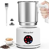 Morpilot Montalatte Elettrico, Milk Frother in Acciaio Inossidabile, 6 in 1 Funzione, Capacità 250ml Cappuccino o 500 ml Latte Caldo, Design Diviso, Bianco
