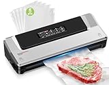 Bonsenkitchen Macchina Sottovuoto per Alimenti 4 in 1 - Macchina Sottovuoto per La Cottura Sottovuoto e La Conservazione di Alimenti Freschi, Con Modalità Vuoto Esterno, con 5 sacchetti sottovuoto