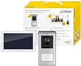 Vimar K42955 Kit videocitofono WIFI monofamiliare, alimentatore barra DIN, touch screen vivavoce Wi-Fi a colori LCD 7', targa audiovideo RFID