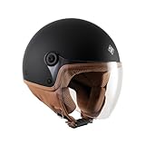 Tucano Urbano El'Jettin 6.0 Demi Jet Casco Moto Poli-carbonato - Small Fit Scooter, XS-M e L-XXL, ETE Inverno, ECE 22.06 Certificato - Nero Opaco Taglia S