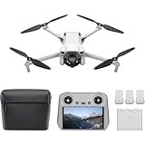 DJI Mini 3 Fly More Combo (DJI RC)–Mini drone con fotocamera leggero, stabilizzatore a 3 assi, video 4K HDR, 3 batterie per 114 minuti di autonomia, riprese verticali, trasmissione video fino a 10 km