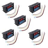 HUAZIZ 5 Pezzi 0.28 ince LED Voltmetro Amperometro, Multimetro Digitale Rosso e Blu Display Tensione Corrente Tester, DC 0-100V 10A Rilevatore Tensione Corrente Misuratore Pannello Amp Volt Gauge