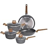 Tognana Wild Stone, batteria di pentole e padelle 8 pezzi, alluminio forgiato, grigio