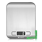 ETEKCITY Bilancia da cucina digitale elettronica da 5 kg con grande display LCD, bilancia da cucina ultra sottile, in acciaio inox, misurazione dei liquidi, alta precisione fino a 1 g, funzione tara