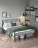VASAGLE Struttura Letto Matrimoniale, Letto a Doghe in Metallo per Materassi di 160 x 190 cm, per Stanza di Ospiti, Montaggio Facile, per Spazi Piccoli, Nero Inchiostro RMB069B01