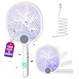 WOCVRYY Racchetta Zanzare Elettrica Pieghevole 4000V 1800mAh 3 in 1 Scacciamosche Elettrico USB Ricaricabile Palette Schiacciamosche e Luce LED Adatto per Interni ed Esterni