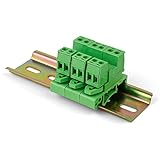 Connettori per Morsettiera PCB a 2 Pin con 10 cm Guida Din- LNSYSNS Morsettiera Plug in Vite, Tensione 300V, Corrente 15A - Connettori per Morsettiera a Vite PCB con Passo 5,08 mm