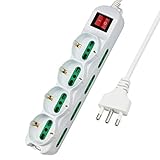 Extrastar Multipresa 12 Posti 4 polivalenti (schuko 10/16A) 8 bivalenti 10/16A, Colore bianco, Cavo 1.5 m - Spina 16A