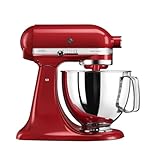 Kitchenaid Planetaria - Artisan - Robot da Cucina con testa inclinabile e 3 accessori - 4.8 L - Impastatrice - Color Rosso imperiale