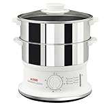 Tefal Vc1451 Vaporiera Convenient Series Inox, Timer Con Spegnimento Automatico, Livello Di Acqua Visibile, Capacità 6 L, Bianco