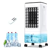 Condizionatore Portatile Senza Tubo, Multifunzione Evaporativo Mobile, Con Ruote/Telecomando, Serbatoio Dell'acqua da 5,5 L, Timer da 1 a 7 ore, 3 Velocità,Oscillazione di 60 Gradi,Senza Unità Esterna