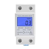 Contatore di energia monofase, schermo LCD Contatore Energia Elettrica, contatore da 2P 5(80) A per montaggio su guida, 220/230V, 50/60Hz