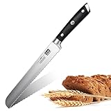 SHAN ZU Coltello per il Pane, Coltello per Affettare il Pane Seghettato da 8 Pollici con Acciaio Inossidabile Tedesco, Coltello da Cucina Ultra Affilato con Manico in Legno di Pakkwood