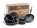 Pentole Agnelli ALSASETALBLACK2 All Black Set per 2 Persone, 3 mm, 5 Pezzi