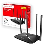 Mercusys MB115-4G Router WiFi con Sim, 4 Antenne Ad Alto Guadagno, 4G LTE Wireless N300Mbps, 3 Porte LAN+1 Porta LAN/WAN, WAN Connection Backup, Parental/LED Control, VPN, SMS, APP, Plug&Play