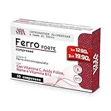 Sanavita Ferro Forte Integratore Alimentare con Ferro Alto dosaggio, Vitamina C, Rame, Acido Folido e Vitamina B12 Alo Dosaggio - 30 compresse