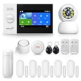 PGST Allarme Casa,Sistema di Allarme Senza fili & 4G & Telecamera di Sorveglianza 1080p, Antifurto Casa Wireless Touch Screen da 4,3 cm WiFi Compatibile Con Alexa Google Home