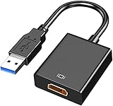 Adattatore USB a HDMI, USB 3.0/2.0 a HDMI, FLL HD 1080P Video e Audio Convertitore per PC, Laptop HDTV Compatibile con Windows XP/10/8/8