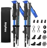 Anykuu Bastoncini da Trekking Bastoni Trekking 2 Pezzi Pieghevoli 110-130cm, Bastone da Trekking in 7075 Alluminio, Nordic Walking Bastoncini con manico in Eva per Montagna Escursioni e Sci