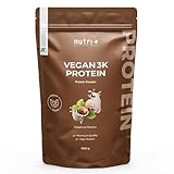 nutri+ Proteine in Polvere vegan Gusto Nocciola 1kg 83% Proteina a Base vegetale 3k per Frullati Protein Powder Hazelnut Senza Lattosio