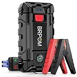 BRPOM Avviatore Batteria Auto, 6000A Avviatore di Emergenza per Auto/Moto, (Motori Fino a 7.0L Gas o 5.5L Diesel) Torcia a LED,Porta USB da per Smartphone