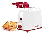 BEPER P101TOS100 Tostapane con Pinze in Acciaio Inox, 7 Livelli di Doratura, Cassetto Raccoglibriciole, 2 Ampie Fessure