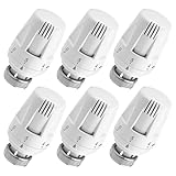 Valvole Termostatiche per Termosifoni: BYZESTY 6 Pezzi Valvola Termostatica per Termosifoni, Valvole Termostatiche con Filetto M30 x 1,5 MM, Testa Termostatica con Posizione Anti-Gelo