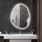 HOMCOM Specchio Bagno con Luci LED a 3 Temperature di Colori, 80x60cm Specchio da Parete Moderno Retroilluminato Reversibile con Antiappannamento Funzione Memory in Vetro Temperato, IP44, Argento