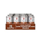 illy, Caffè Macinato per Moka Arabica Selection Brasile, 100% Arabica con Note di Caramello e Frutta Secca, Gusto Intenso, Confezione da 12 Barattoli (12 x 125g)