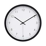 Amazon Basics Rotondo Orologio da parete classico, silenzioso, a batteria, facile da leggere, 30 cm, nero