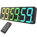 VOCOO Grande timer da parete digitale da 39,8 cm con conto alla rovescia 99H, conto alla rovescia, orologio e telecomando, orologio da parete RGB 18 colori per ufficio, decorazione domestica, cucina