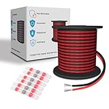 LEADTOPS Cavo Elettrico in Silicone 22 AWG Rosso/Nero 15,24 Metri/colore 0,33 mm² 2 Fili 22/2 Cavo Flessibile in Rame Stagnato Intrecciato