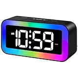 MOSUO Sveglia digitale per bambini con luce notturna 7 colori LED orologio digitale con 2 modalità di allarme luminosità regolabile Snooze controllo vocale 12/24 ore porta USB