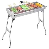 Oceano Barbecue a carbone in acciaio inox bracere richiudibile in metallo portatile bbq da esterno griglia per giardino pic-nic campeggio escursione gita (33x73x71cm)