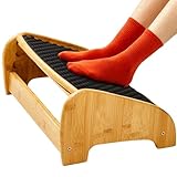 HUANUO Poggiapiedi Scrivania Bambù, Poggiapiedi Ergonomico con 4 Opzioni di Altezza e Angoli Regolabili, Superficie Massaggio Ciottoli, Antiscivolo per Migliorare Postura, Casa e Ufficio