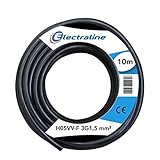 Electraline 11761 Cavo per Prolunghe H05VV-F, Sezione 3G1.5 mm, 10 mt, Nero