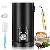BUOAZR Montalatte Elettrico 5 in 1, Cappuccinatore Elettrico 350ML, per Schiumare Latte Caldo e Freddo, Silenzioso, Acciaio Inossidabile Rivestimento Antiaderente, per Caffè, Cappuccino, Latte