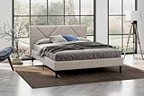 Dmora - Letto matrimoniale Caldes, Sommier per camera da letto, Giroletto per stanza, Struttura porta materasso, Adatto a materasso Cm 160x190, Beige