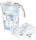 LAICA Stream Line Caraffa Filtrante - 2,3L - Bianca - Timer Digitale - 6 Filtri bi-flux Inclusi, Preserva i Sali Minerali Utili all'Organismo e Riduce Cloro e Metalli Pesanti - Made in Italy