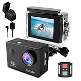 TIMNUT Action Cam 4K 30FPS, 40M Fotocamera Subacquea WiFi 20MP Videocamera WIFI Cam 170°Wide Angle Sports Cam, Telecameracon 2.4G Remote Control 2 Batterie Accessori