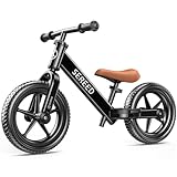SEREED Bicicletta Senza Pedali, Bicicletta da 2 Anni Giocattolo per Bambini per 2-5 Anni, Regolazione Senza Attrezzi, Regalo per 2-3 Ragazze, Cartello Personalizzato con 3 Adesivi (Nero)