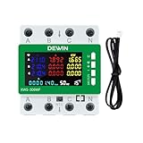DEWIN Contatore Energia Elettrica Trifase Wifi,9 in 1 Tuya Smart 80A 220VAC Contatore Energia Elettrica Wifi con Misurazione Protezione da Sovratensione, Sottotensione,ecc.