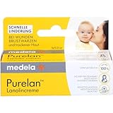 Medela Purelan 7 g di crema di lanolina – aiuto rapido per capezzoli stressati e pelle secca – 100% naturale, ipoallergenico, dermatologicamente testato e privo di fragranze