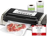 Bonsenkitchen Macchina Sottovuoto per Alimenti, Potente e Silenziosa, Tecnologia Globefish per Lavoro Continuo, Design con Maniglia Bloccata, Taglierina Incorporata, Nero