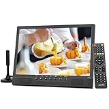 KCR TV portatile 14,0 pollici digitale DVB-T2, Freeview, batteria ricaricabile, porta USB, presa per cuffie, telecomando, ingresso AV, ingresso HDMI, HEVC Main 10